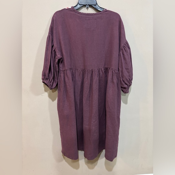 notPERFECTLINEN Oliva Midi Dress L Custom Grape Marsala Gingham - Picture 5 of 6